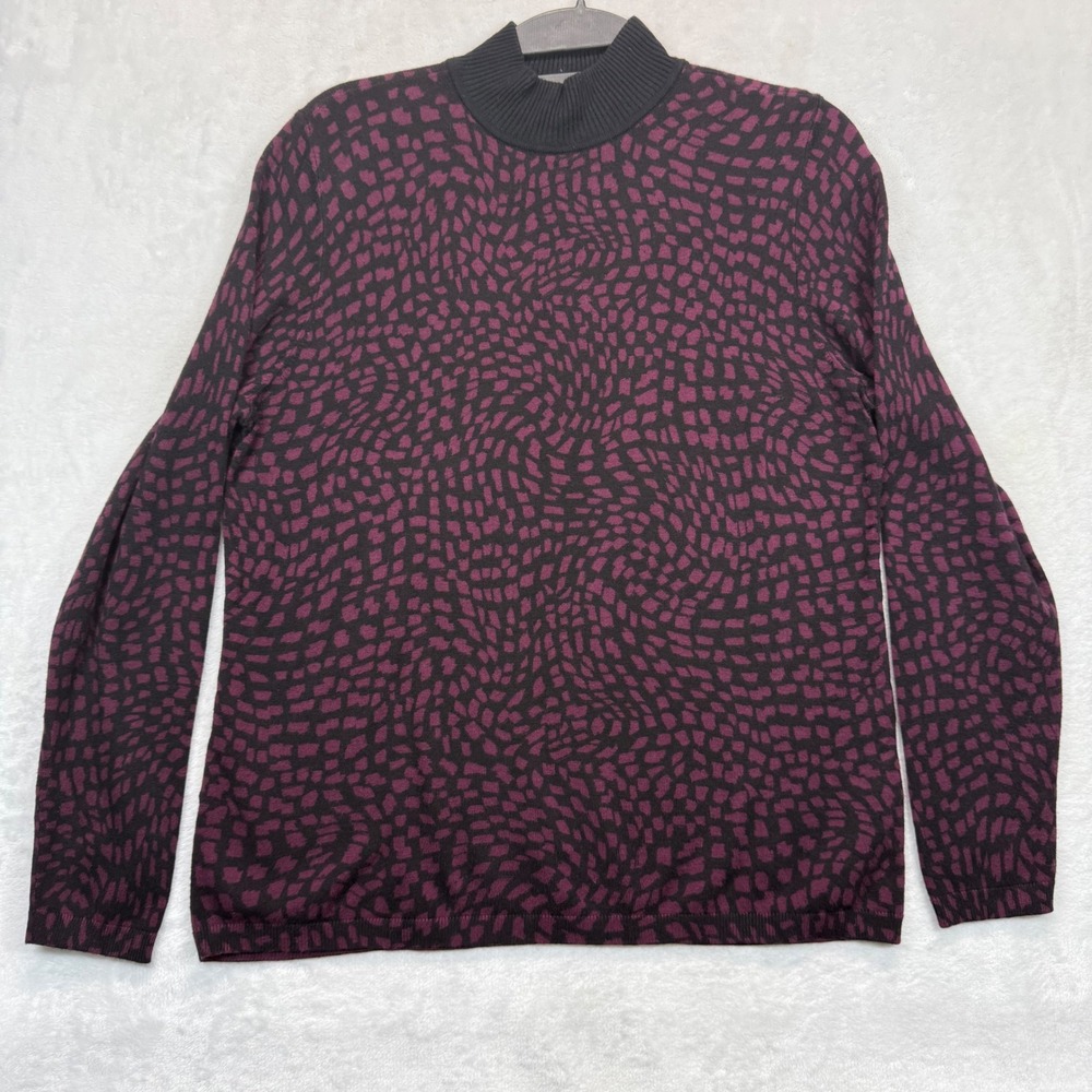 Chico's Mock Neck Pullover Sweater Abstract Print Long Sleeve Top Size 1 US M